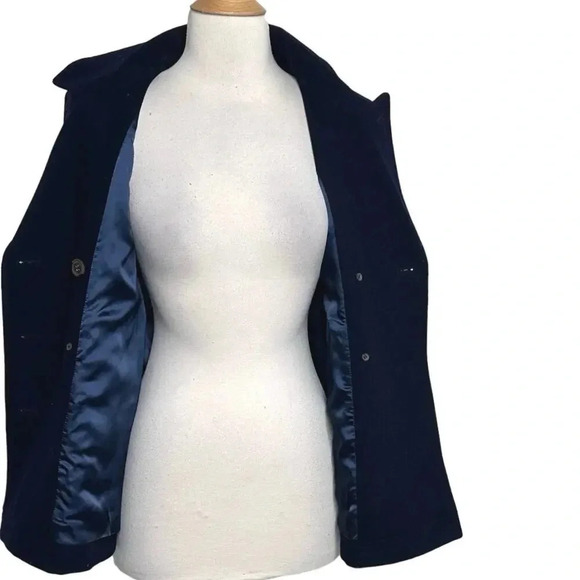 J. Crew women's 0 peacoat Navy wool blend gold crested buttons double breasted - Picture 7 of 9